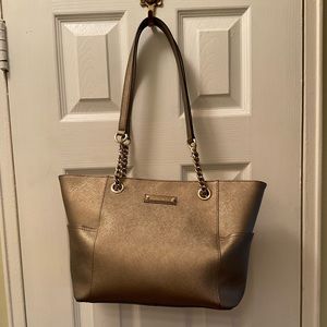 CALVIN KLEIN LARGE TOTE PURSE BRONZE